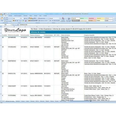 Sales report generator in excel format for PrestaShop