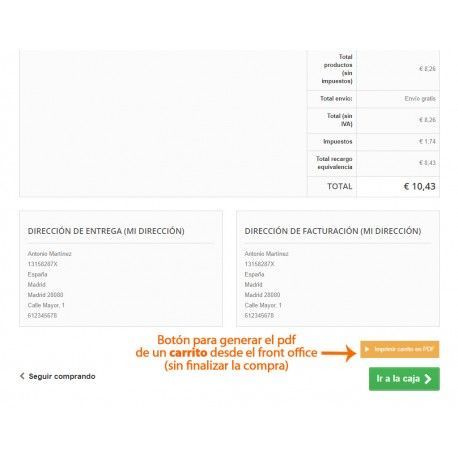 Cart to PDF: crea presupuestos desde el carrito de PrestaShop