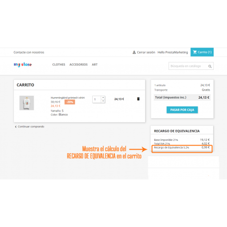 Equivalence Surcharge for Prestashop Invoices